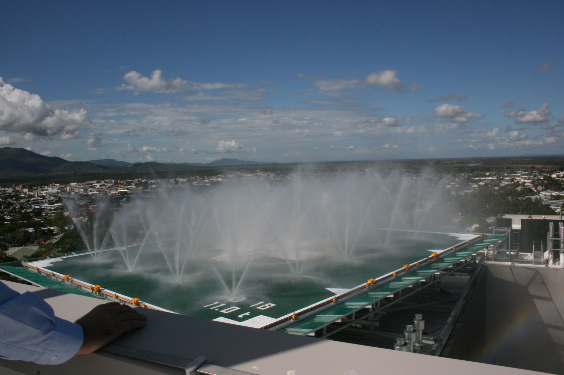 Water DIFFS testing at Rooftop helipad of Rockhampton Hospital